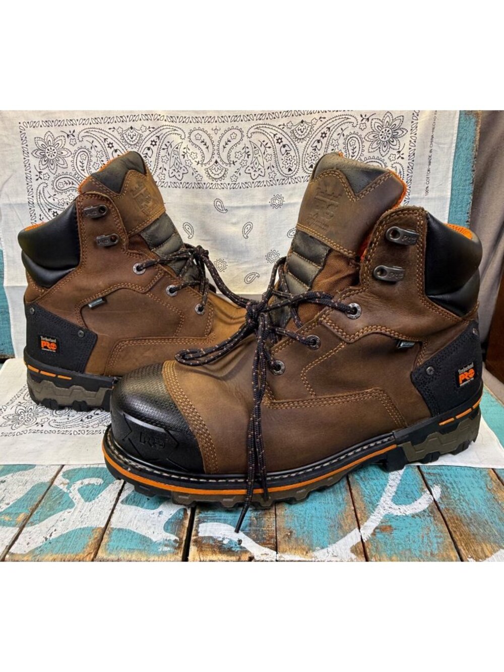 Timberland PRO Men's 12 M Boondock 6" Waterproof Comp-Toe Work Boot worn 2X